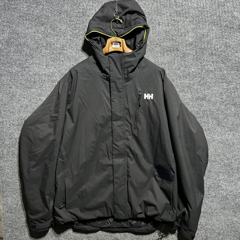 Helly Hansen Ski Jacket Men 2XL Grey Hooded Primaloft Insulated Technical READ